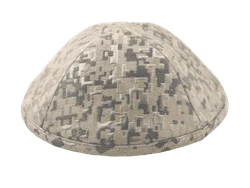 כיפה בד ברוקד צבע שמנת כסף