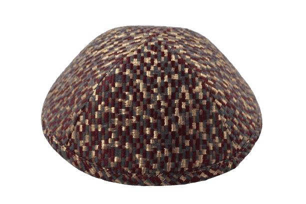 כיפה מבד ברוקד צבע בורדו זהב