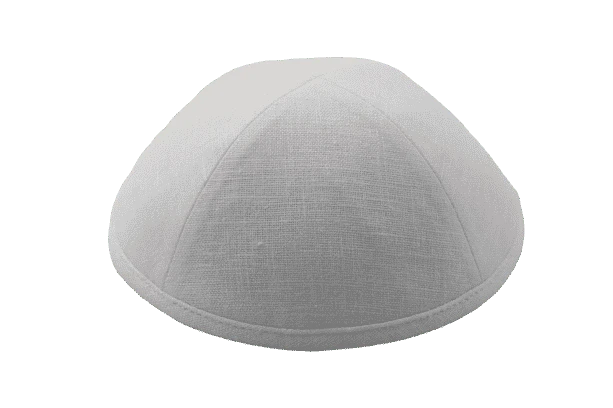 כיפה מבד פשתן גוון חלב