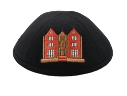 כיפה בד פשתן צבע שחור רקמה 770