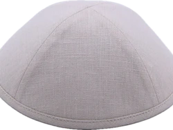 כיפה בד פשתן שמנת בהיר