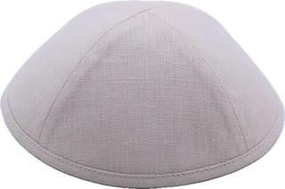 כיפה בד פשתן שמנת בהיר