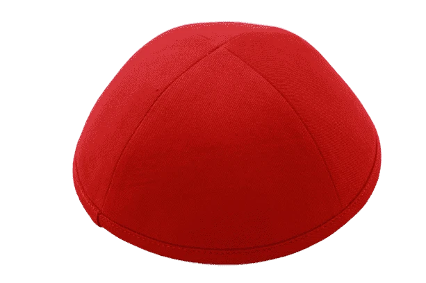 כיפה מבד כותנה צבע אדום