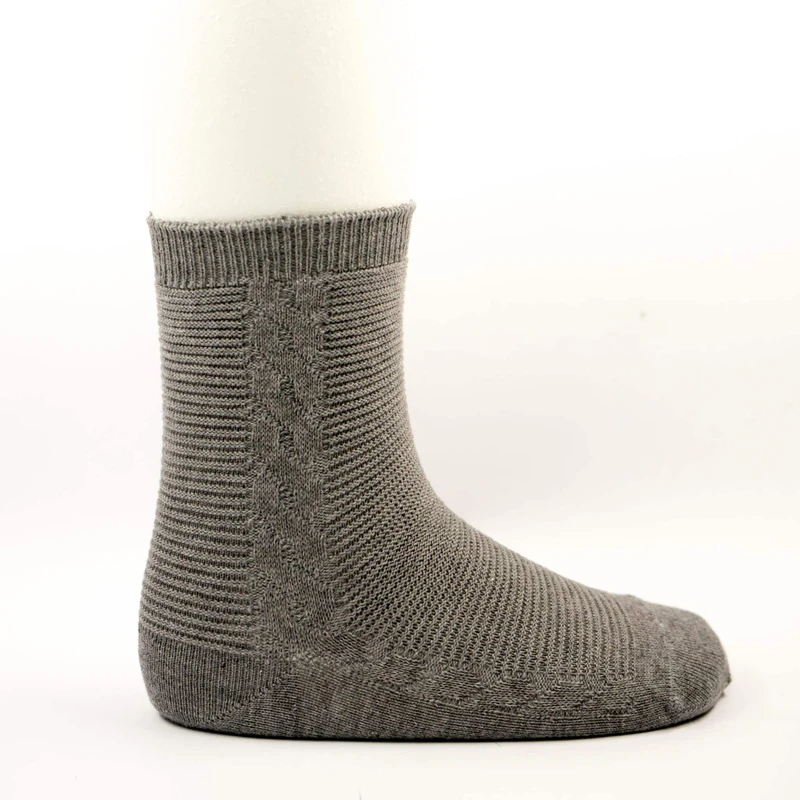 גרב אמצע דוגמא צמה - אפור