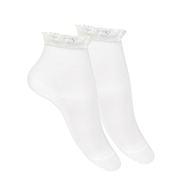 גרב קצרה דנטל תחרה - לבן