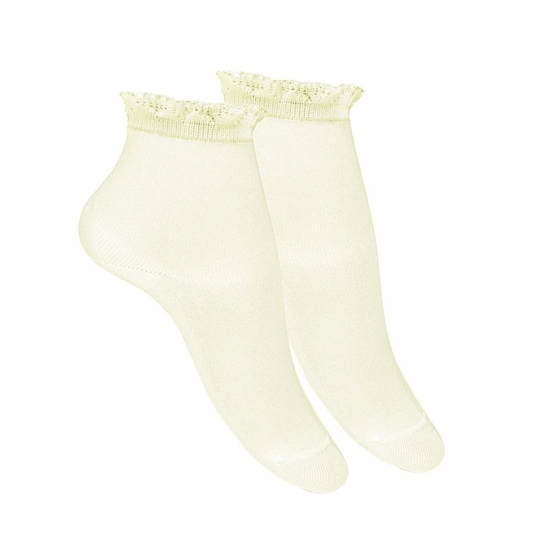 גרב קצרה דנטל תחרה - שמנת