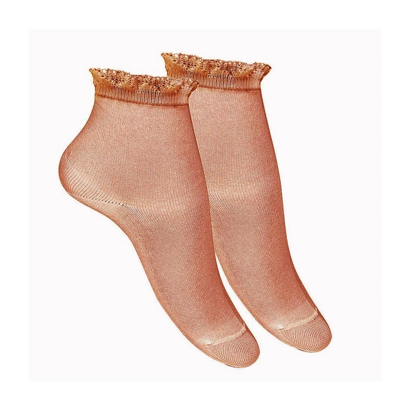 גרב קצרה דנטל תחרה - ורוד עתיק