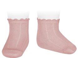 גרב קצרה עם דוגמא - ורוד עתיק