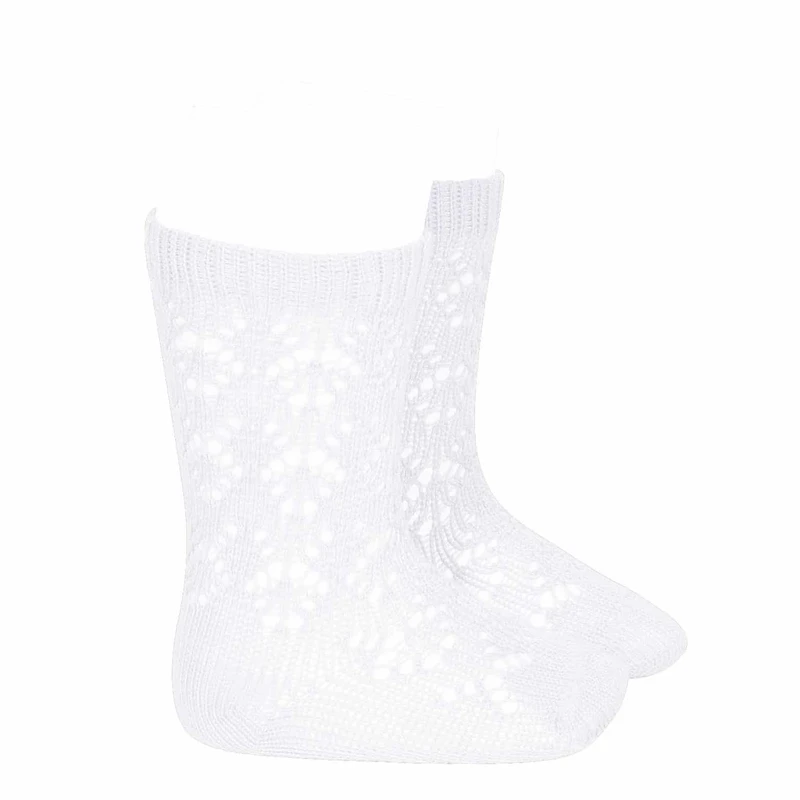 גרב ברך מחוררת צבע לבן