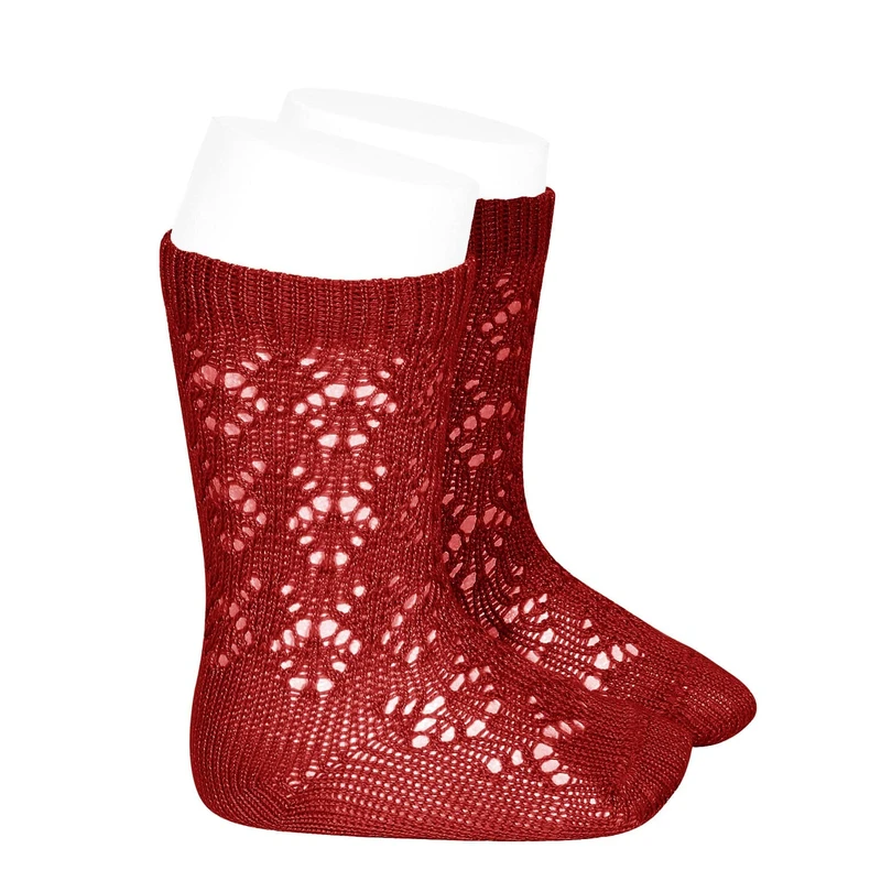 גרב ברך מחוררת צבע אדום