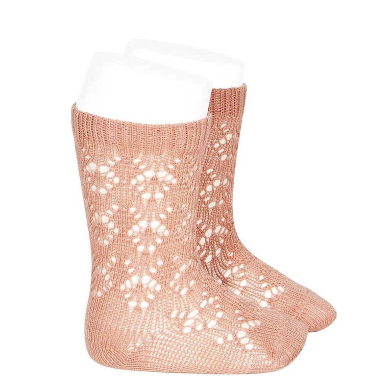 גרב ברך מחוררת צבע ורוד עתיק