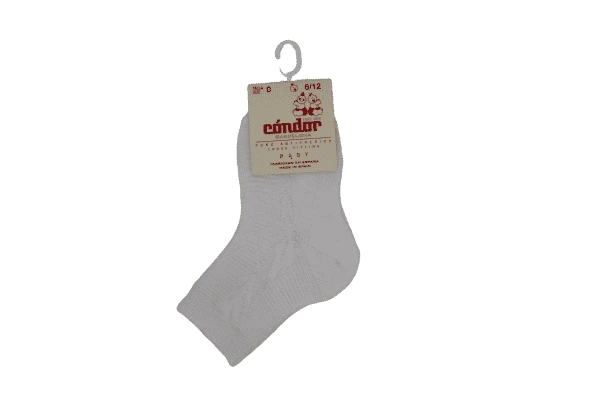 גרב אמצע דוגמא צמה - לבן