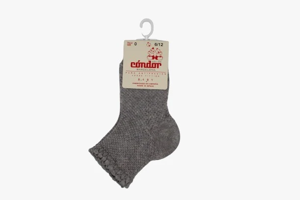 גרב קצרה סריגה רשת - אפור