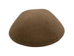 כיפה מבד פשתן צבע קאמל