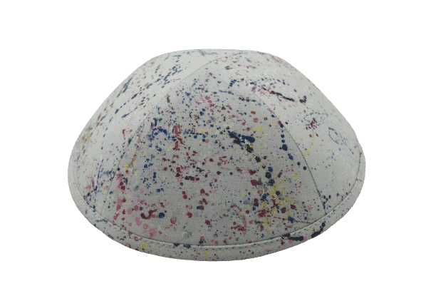 כיפה צבע אפור בהיר הדפס קונפטי