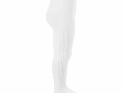 גרביון כותנה חורים בצד - לבן