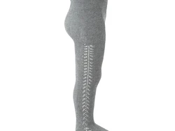 גרביון כותנה חורים בצד - אפור