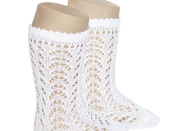 גרב ברך מחוררת צבע לבן