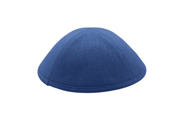 כיפה מבד פשתן צבע כחול רויאל