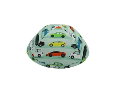 כיפה צבע מנטה הדפסי מכוניות