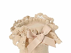 גרב ברך עם סיומת תחרה צבע קאמל