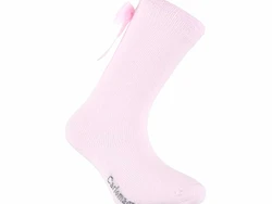 גרב כותנה עם פפיון צבע ורוד בייבי