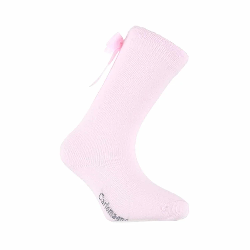 גרב כותנה עם פפיון צבע ורוד בייבי