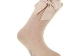 גרב ברך עם פפיון בצד צבע קאמל