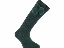 גרב ברך עם דוגמא בשילוב פונפונים צבע ירוק