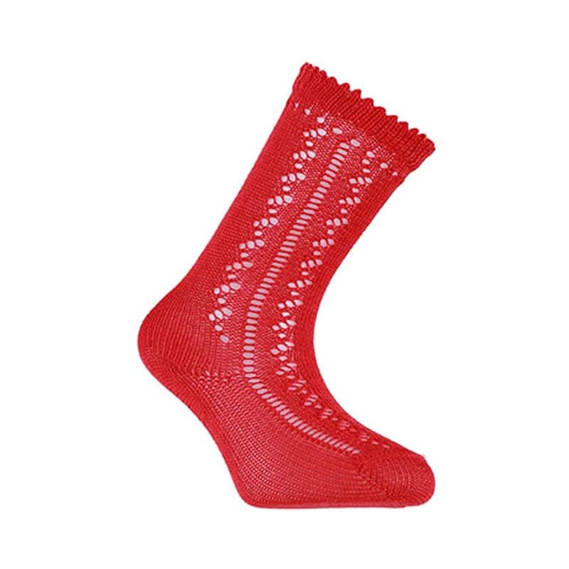 גרב ברך מחוררת צבע אדום