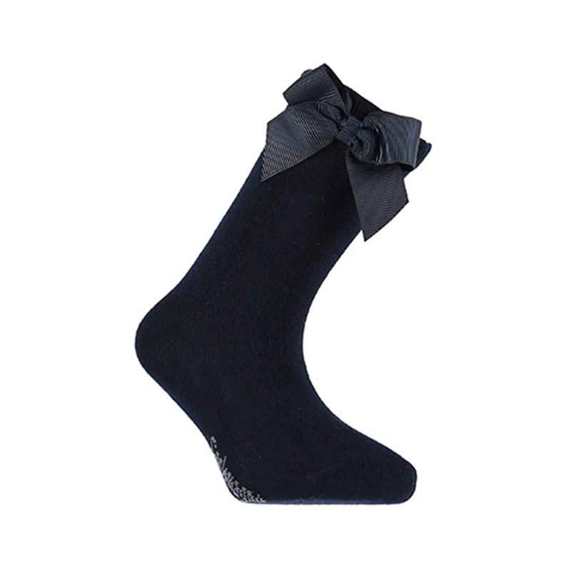 גרב ברך עם פפיון צבע כחול כהה