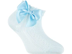 גרב קצרה מחוררת עם פפיון בצד צבע תכלת