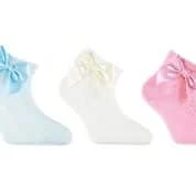 גרב קצרה מחוררת עם פפיון בצד צבע תכלת – תמונה 2