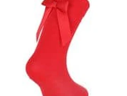 גרב כותנה עם פפיון צבע אדום