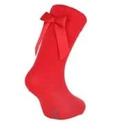 גרב כותנה עם פפיון צבע אדום