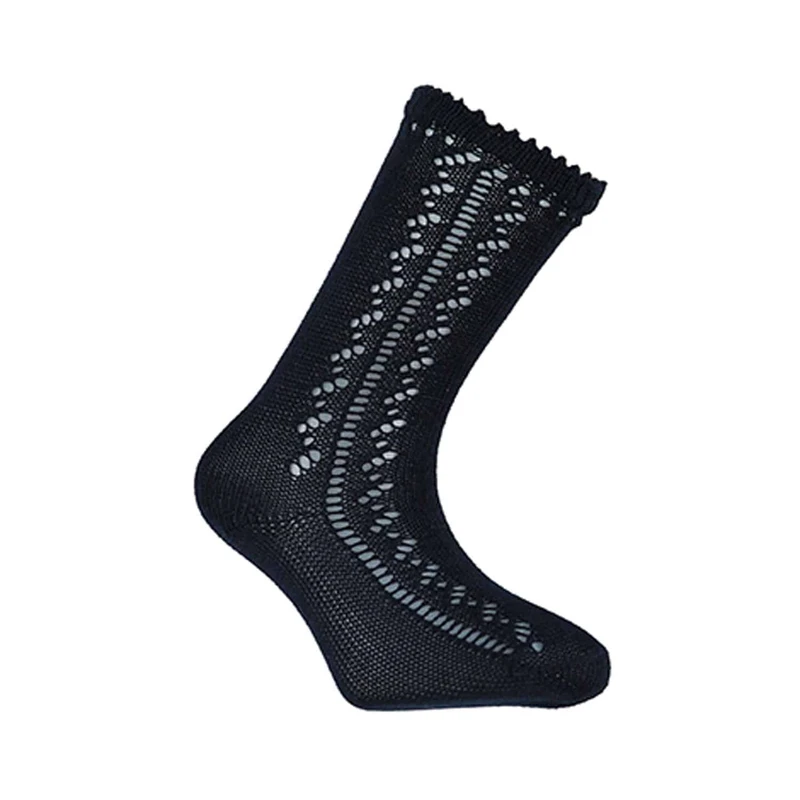 גרב ברך מחוררת צבע כחול כהה