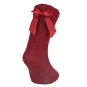 גרב כותנה עם פפיון בצבע בורדו