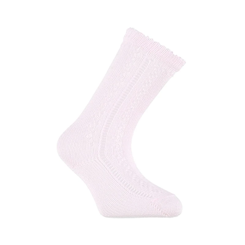 גרב ברך מחוררת צבע ורוד בייבי