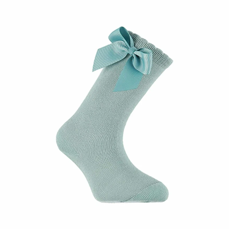 גרב ברך עם פפיון צבע טורקיז מעושן