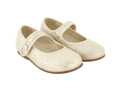 נעל בובה צבע שמנת עורקים בצבע זהב