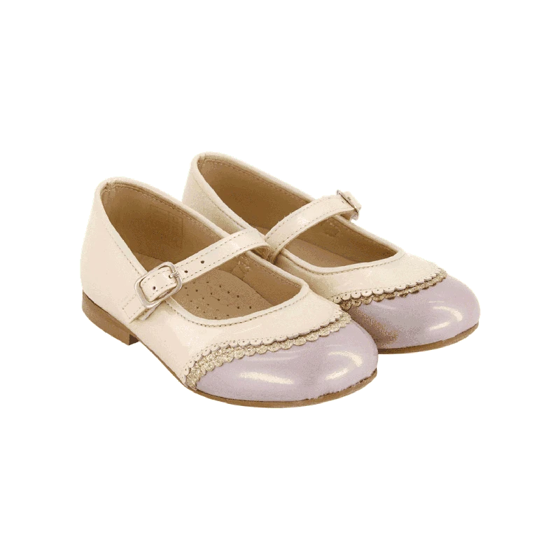 נעל בלרינה בגווני ניוד ושמנת