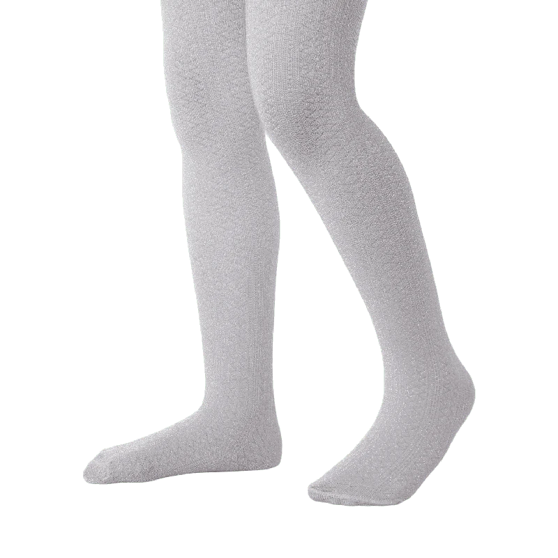 גרביון עם דוגמא נצנצים כסף