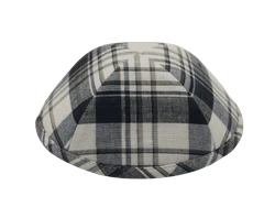 כיפה צבע שמנת הדפסי משבצות