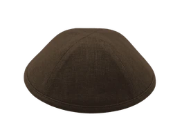 .כיפה מבד פשתן צבע חום.