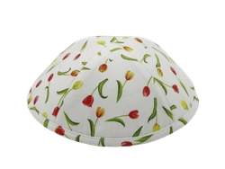 כיפה צבע שמנת בהיר הדפסי צבעוני