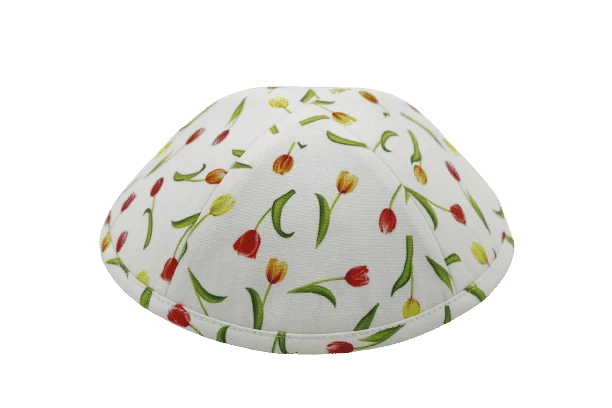 כיפה צבע שמנת בהיר הדפסי צבעוני