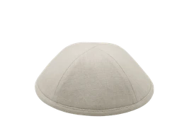 כיפה מבד פשתן צבע אבן