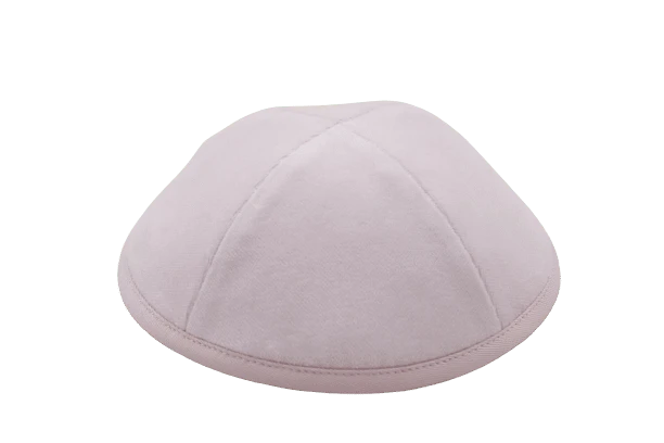 כיפה מבד קטיפה צבע ורוד בייבי