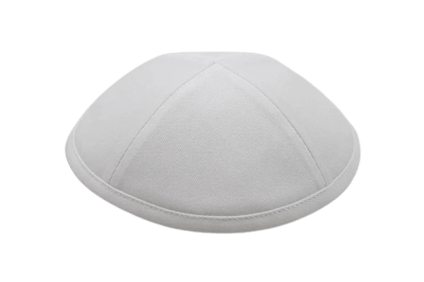 כיפה מבד כותנה צבע לבן