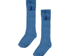 גרב ברך עם דוגמא בשילוב פונפונים צבע פטרול